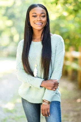 Off To Aspen Sage Green Knit Sweater