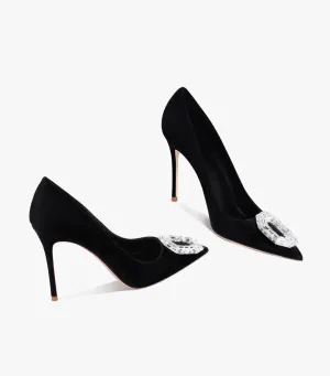 Oralee Flock Black Heels