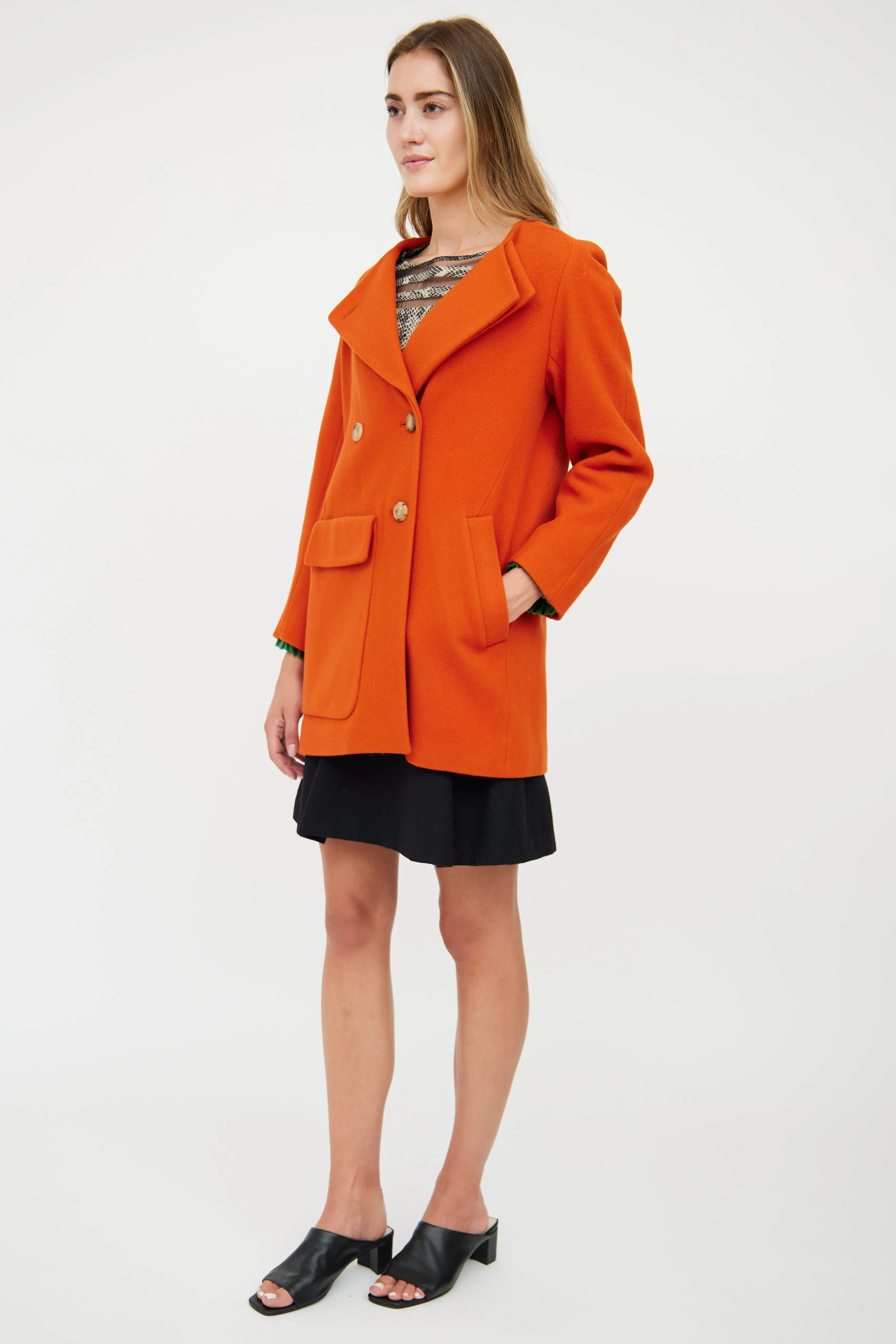 Orange Wool Double Breasted Jacket