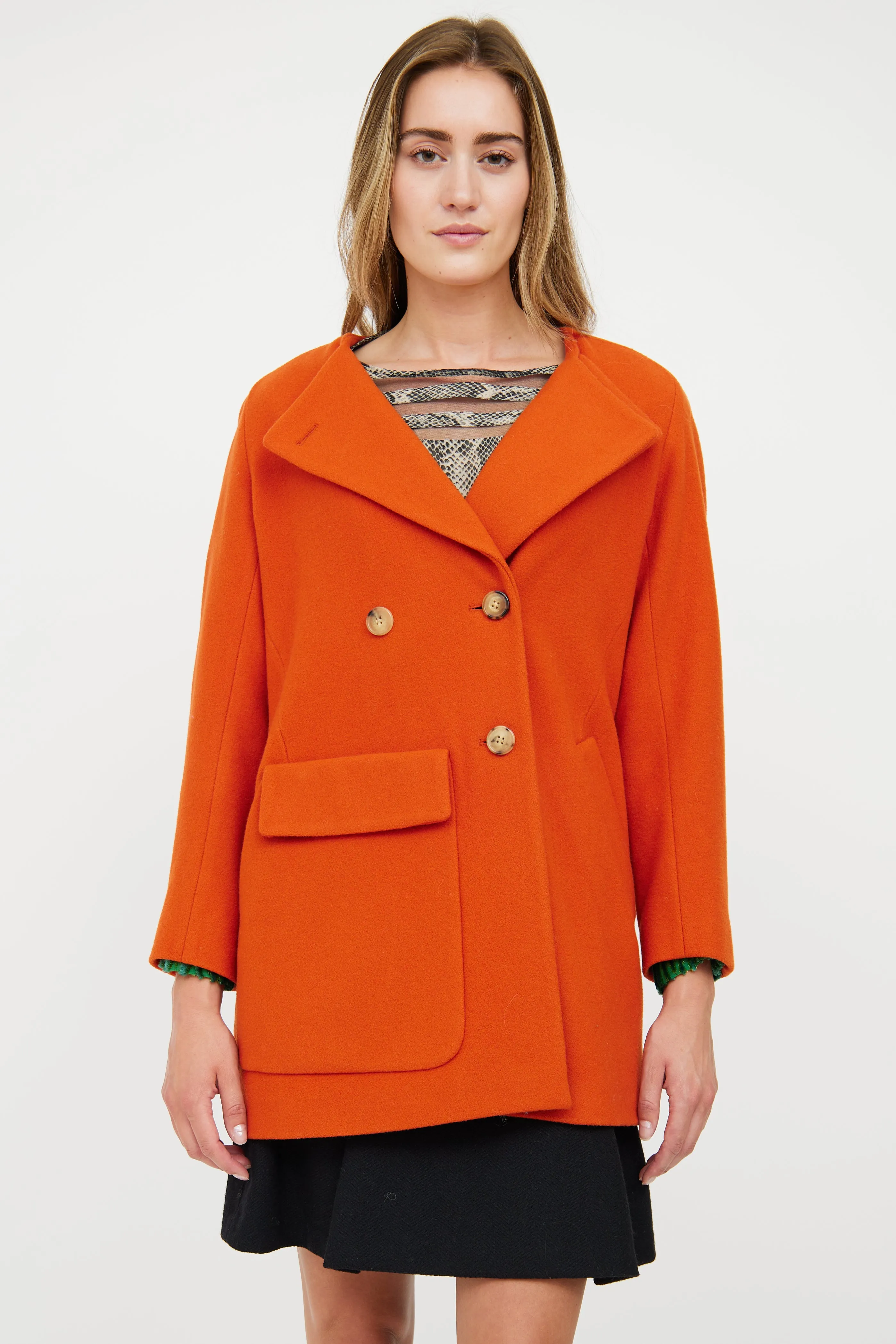 Orange Wool Double Breasted Jacket