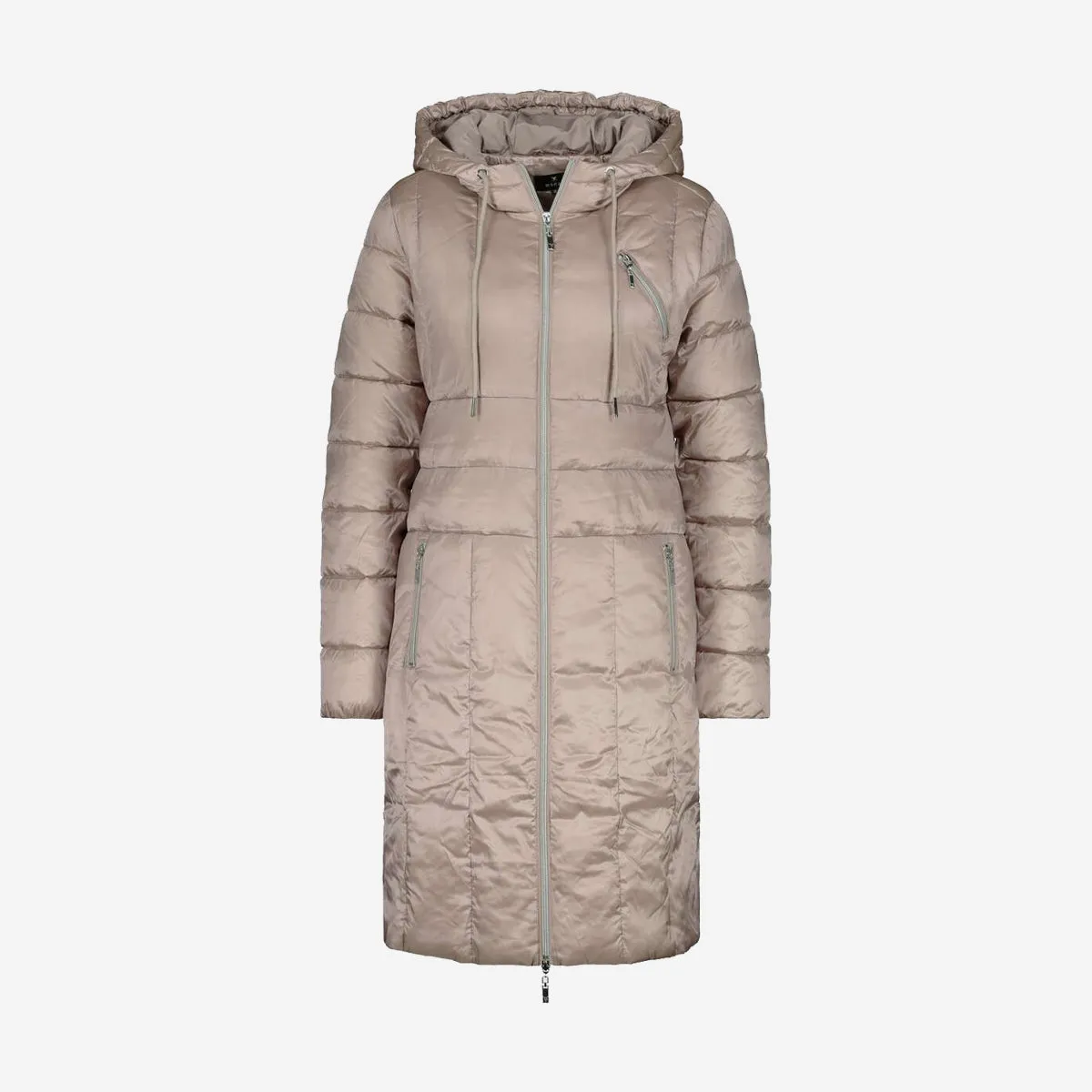 OUTDOOR QUILTED COAT WITH ZIPPER AND SHINY EFFECT