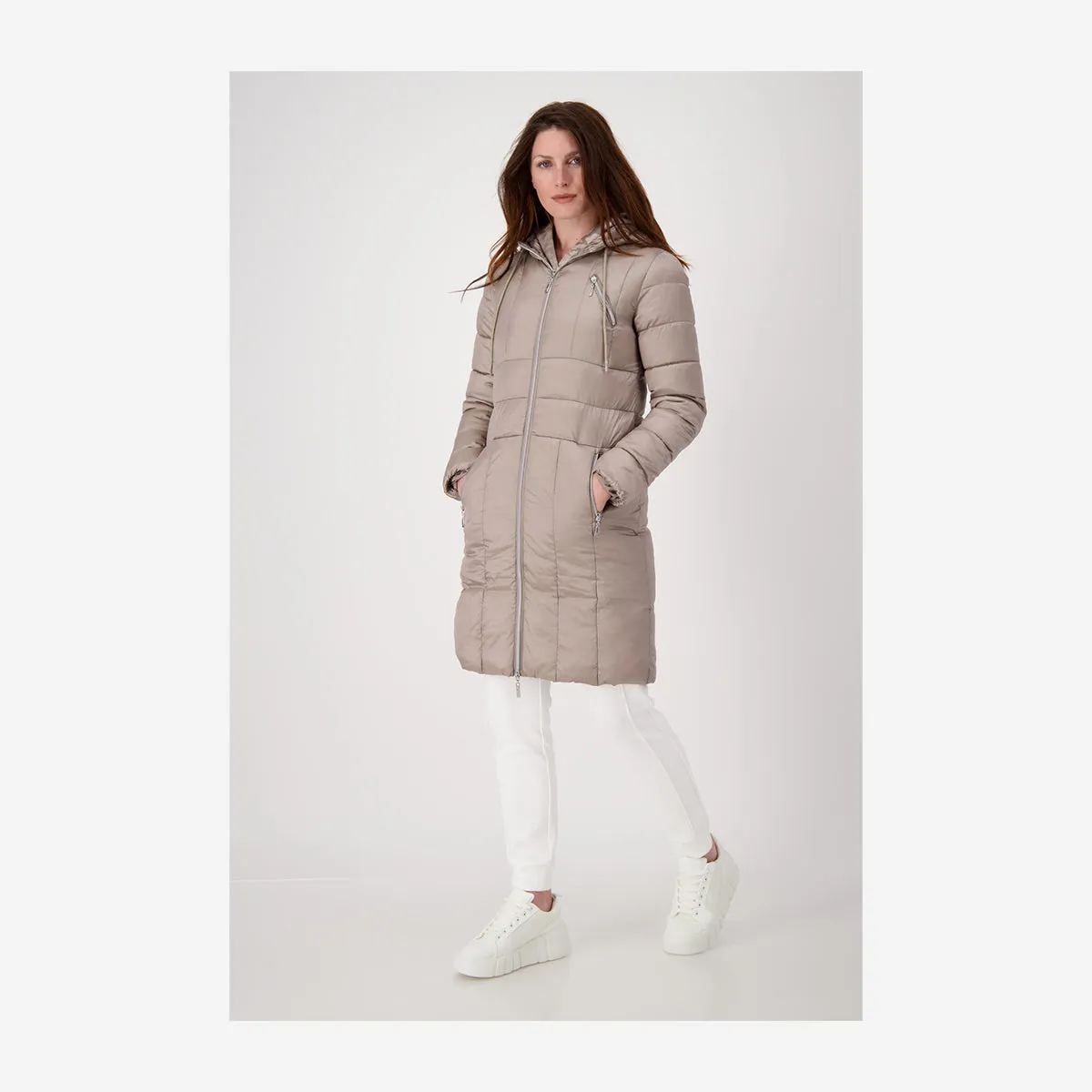 OUTDOOR QUILTED COAT WITH ZIPPER AND SHINY EFFECT