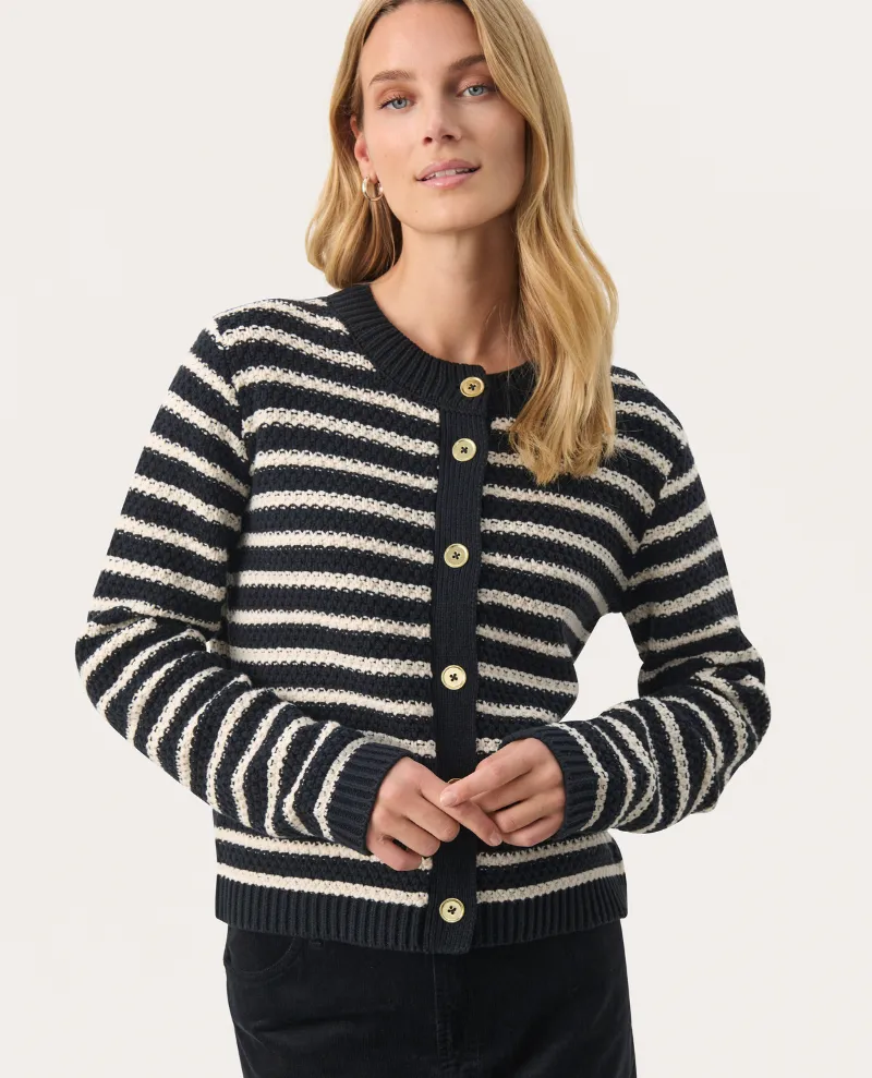 Part Two Leonida Navy Stripe Cardigan