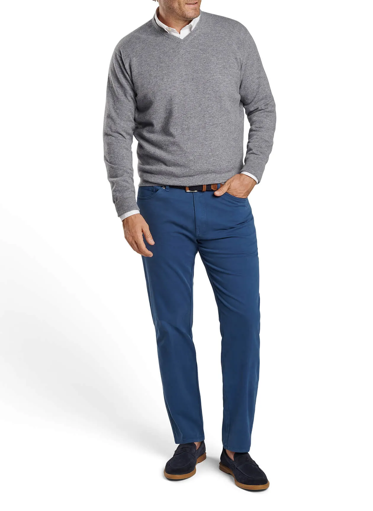 Peter Millar Crown Heritage Cashmere Custom V-Neck Sweaters, Oslo Grey