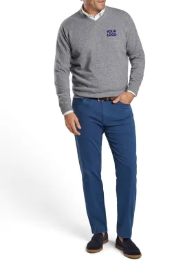 Peter Millar Crown Heritage Cashmere Custom V-Neck Sweaters, Oslo Grey