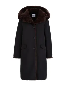 Pile Lined Storm Coat - Black