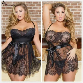 Plus Size Ladies Sexy Satin & Lace BabyDoll Styles