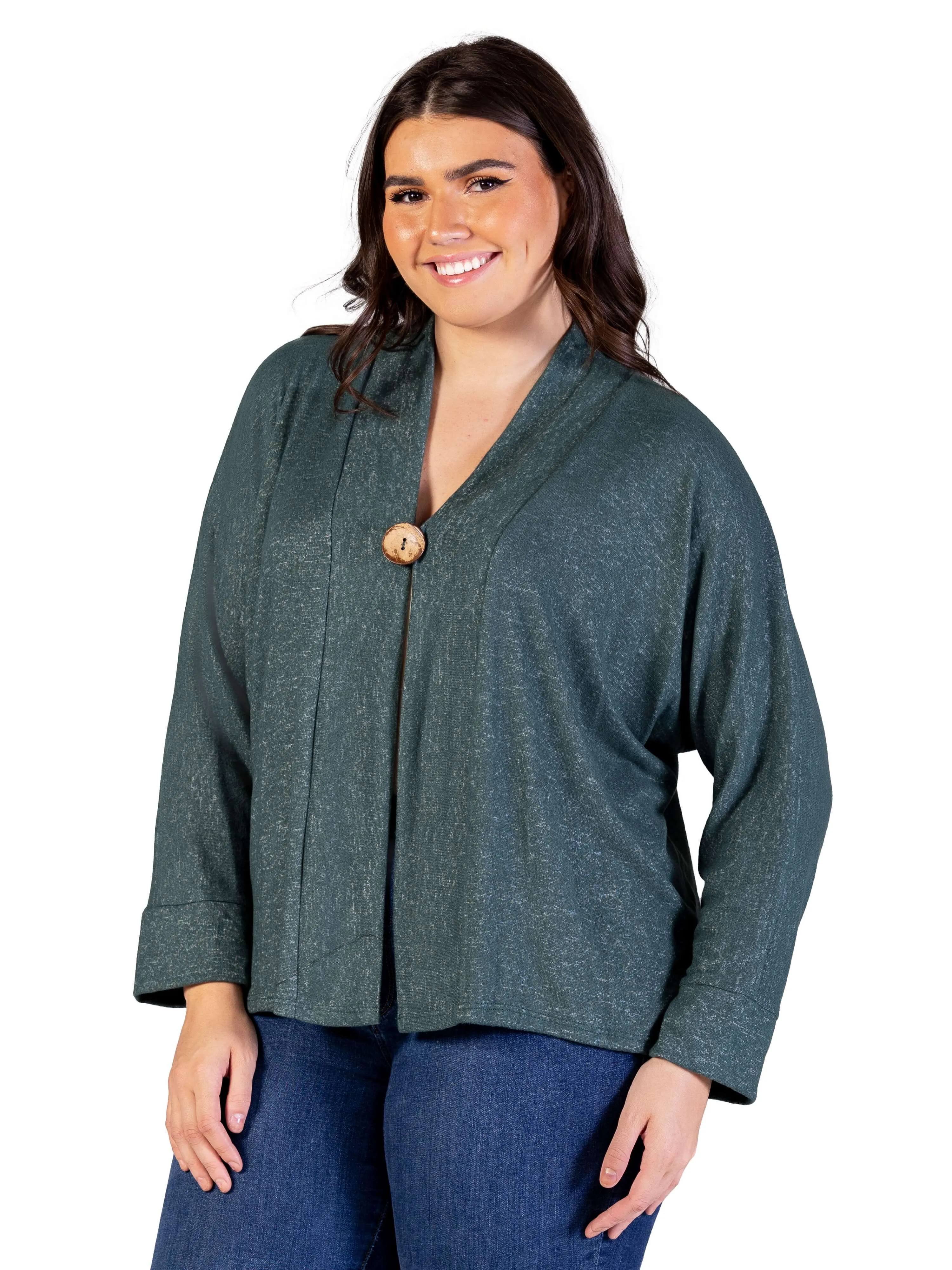 Plus Size Single Button Front Long Sleeve Womens Cardigan