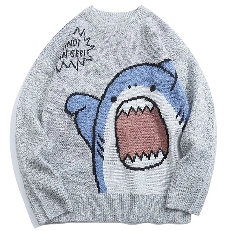 PopFlying Warm Jacquard Sweater Shark