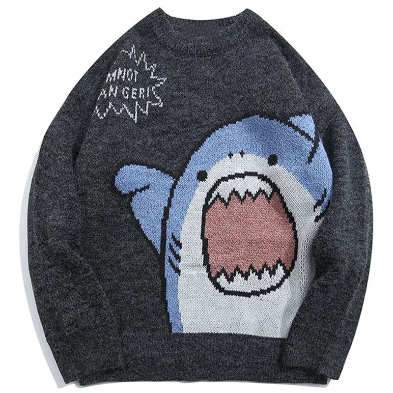 PopFlying Warm Jacquard Sweater Shark