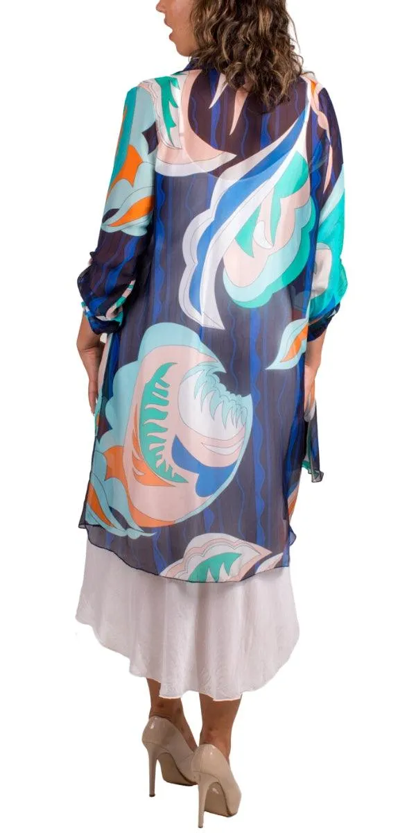 Portici Abstract Silk Cardigan