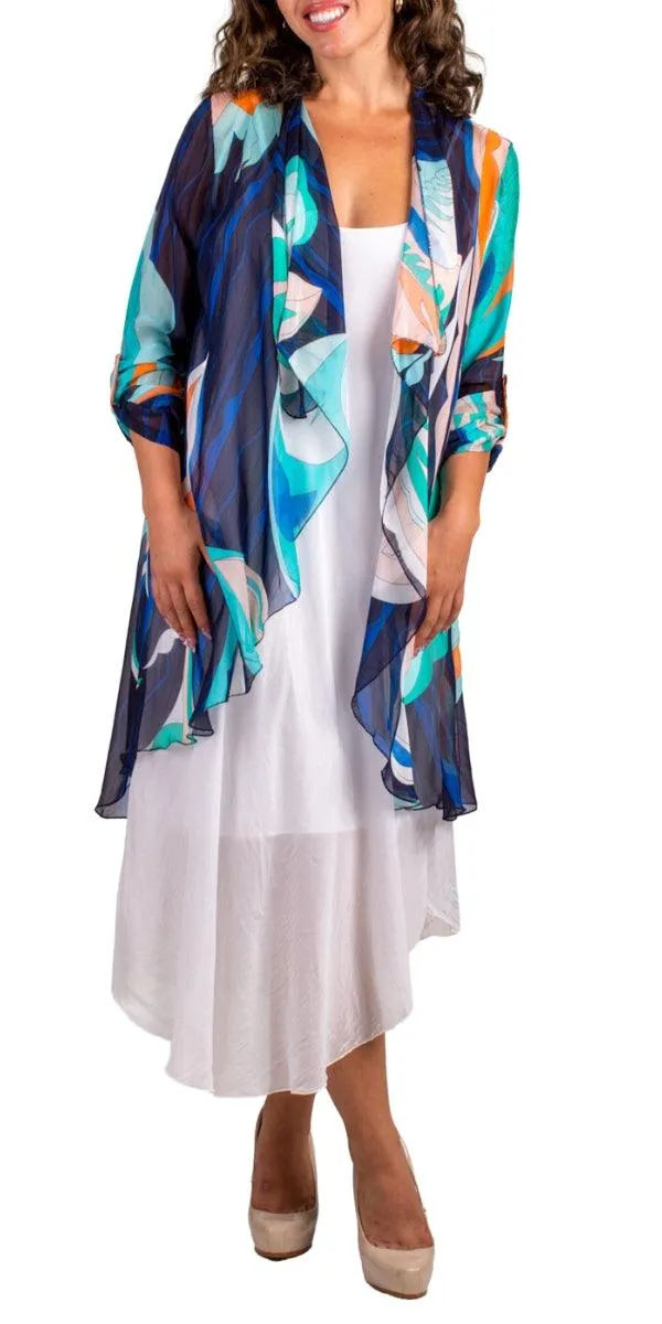 Portici Abstract Silk Cardigan