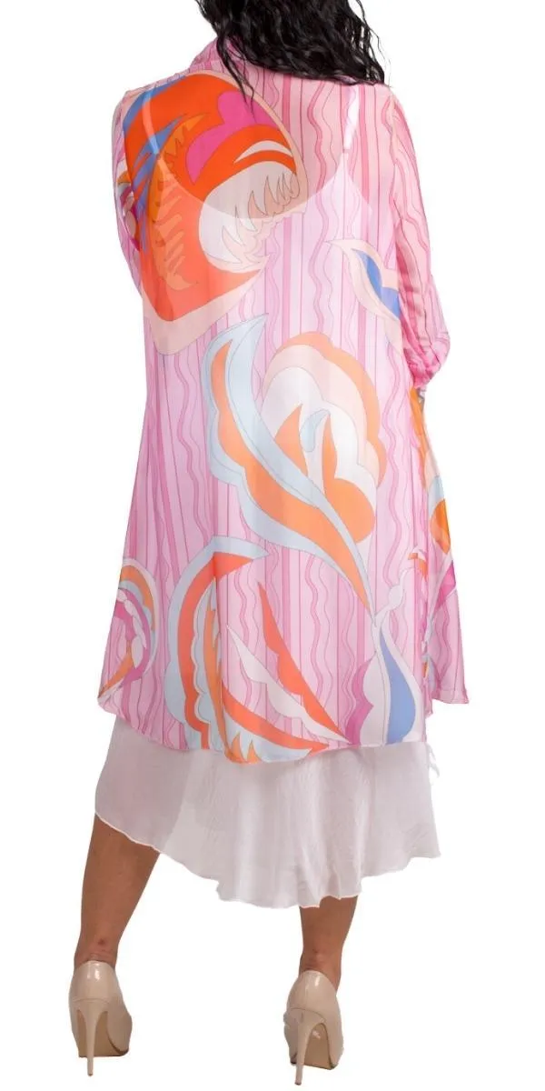 Portici Abstract Silk Cardigan