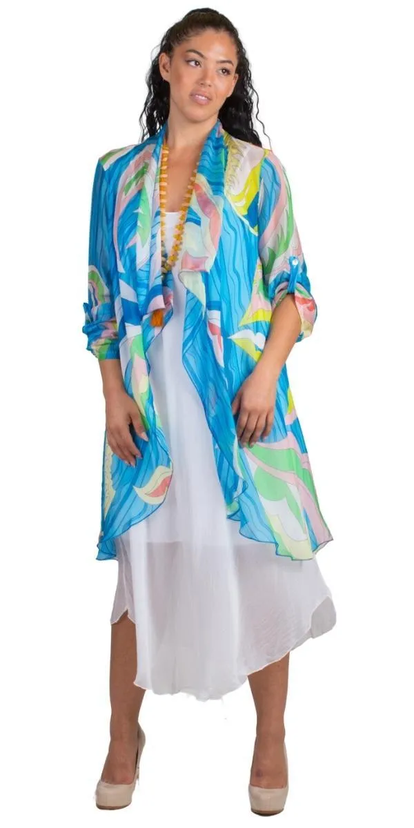 Portici Abstract Silk Cardigan