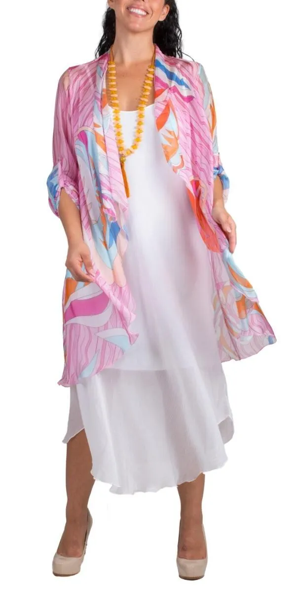 Portici Abstract Silk Cardigan