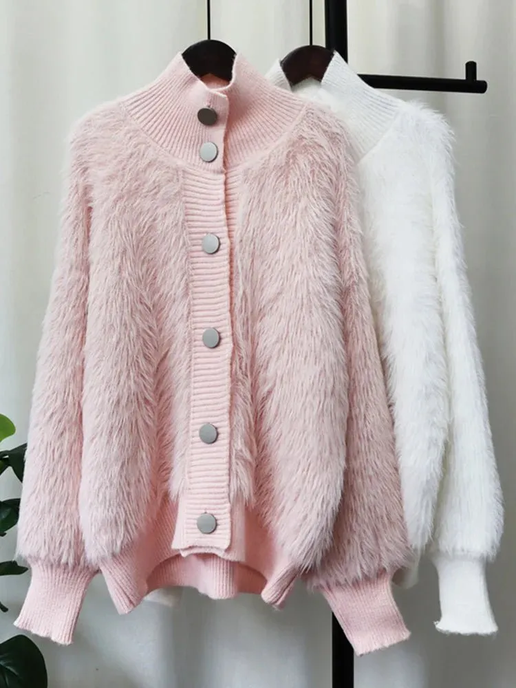 Pre Order:  Faux Mink Loose Knit Cardigan