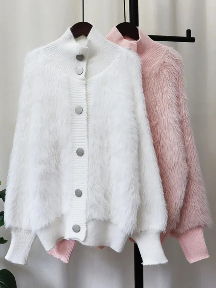 Pre Order:  Faux Mink Loose Knit Cardigan