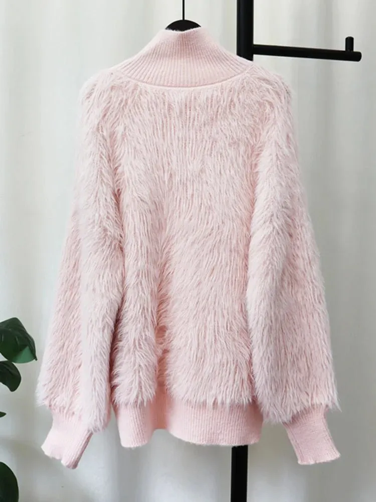 Pre Order:  Faux Mink Loose Knit Cardigan