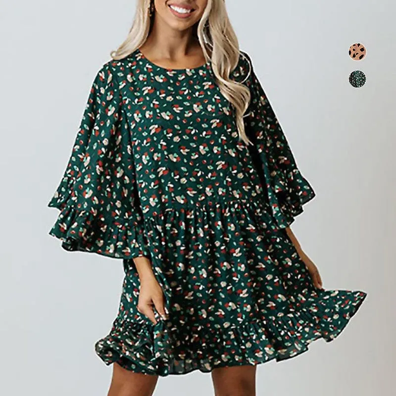 Printed Doll Sleeve Dress