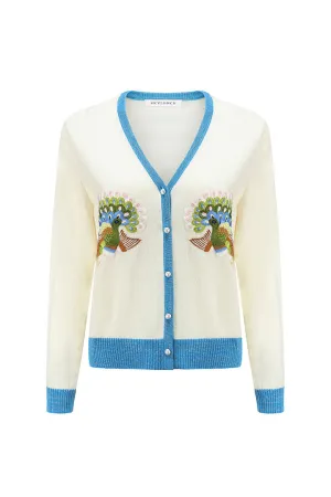 Qiaochu Embroidered Cardigan Blue