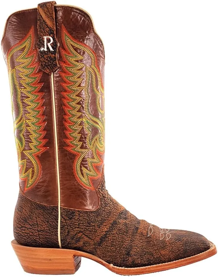 R. Watson Square Toe Cape Buffalo Western Boots, Cognac/Sierra Ranch