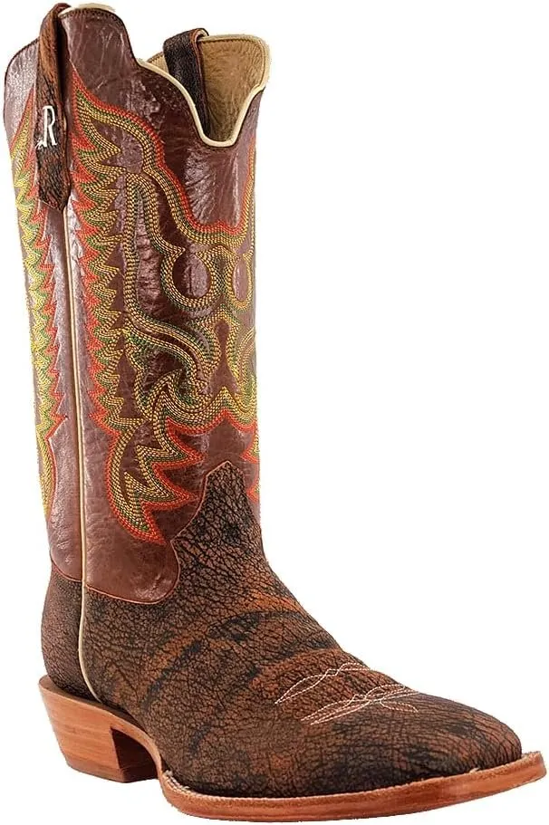 R. Watson Square Toe Cape Buffalo Western Boots, Cognac/Sierra Ranch