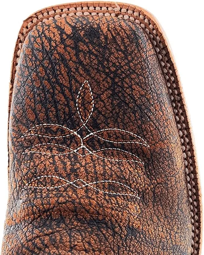 R. Watson Square Toe Cape Buffalo Western Boots, Cognac/Sierra Ranch