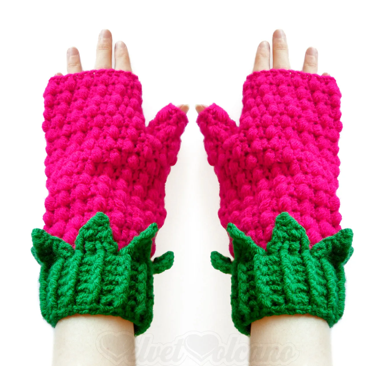 Raspberry Fingerless Gloves (Custom Colour)