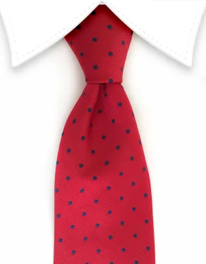 Red & Navy Blue Polka Dot Necktie