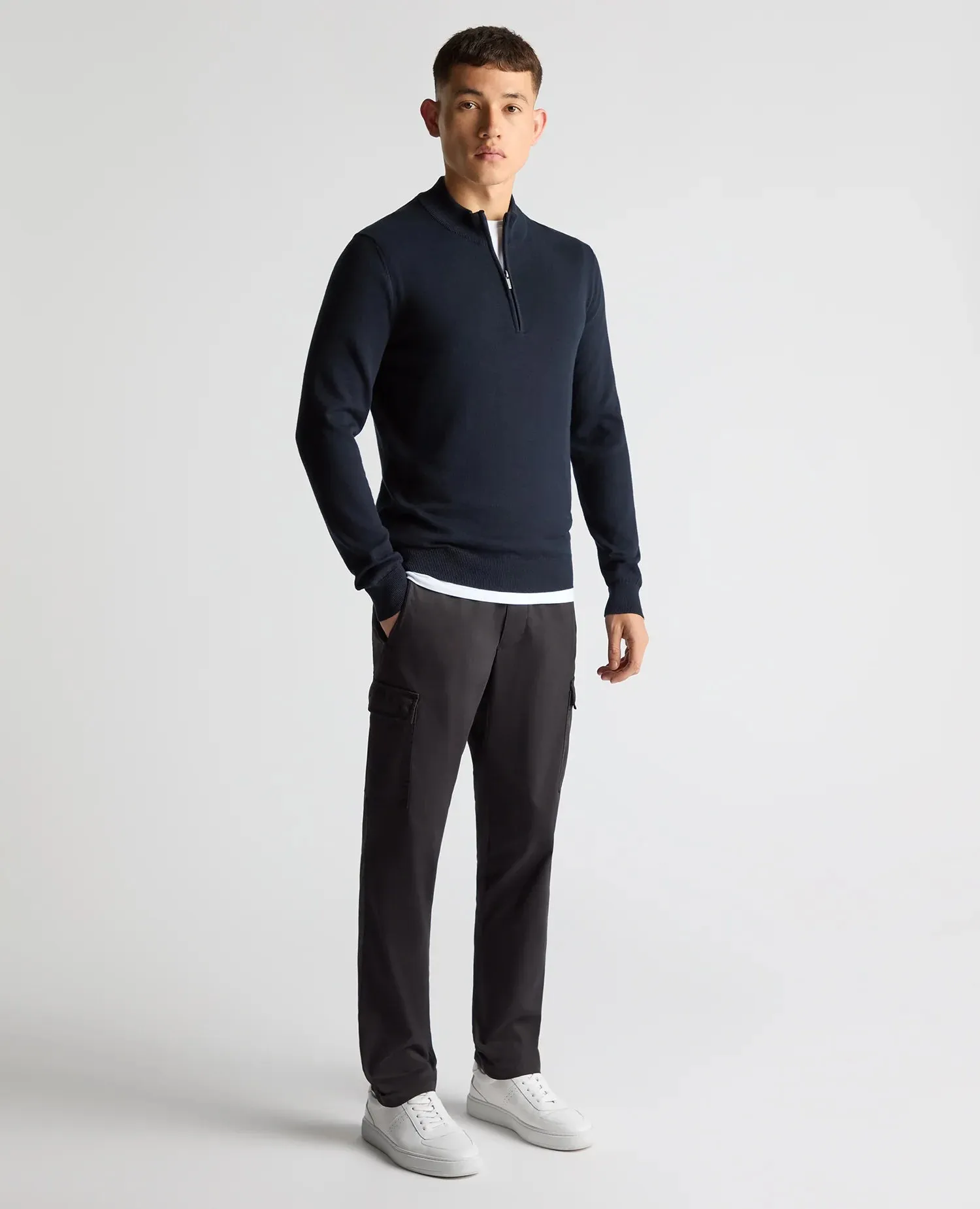 Remus Half Zip Knitted Sweater - Navy