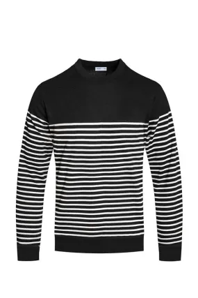 RETRO ROUND NECK MEN'S STRIPED SWEATER