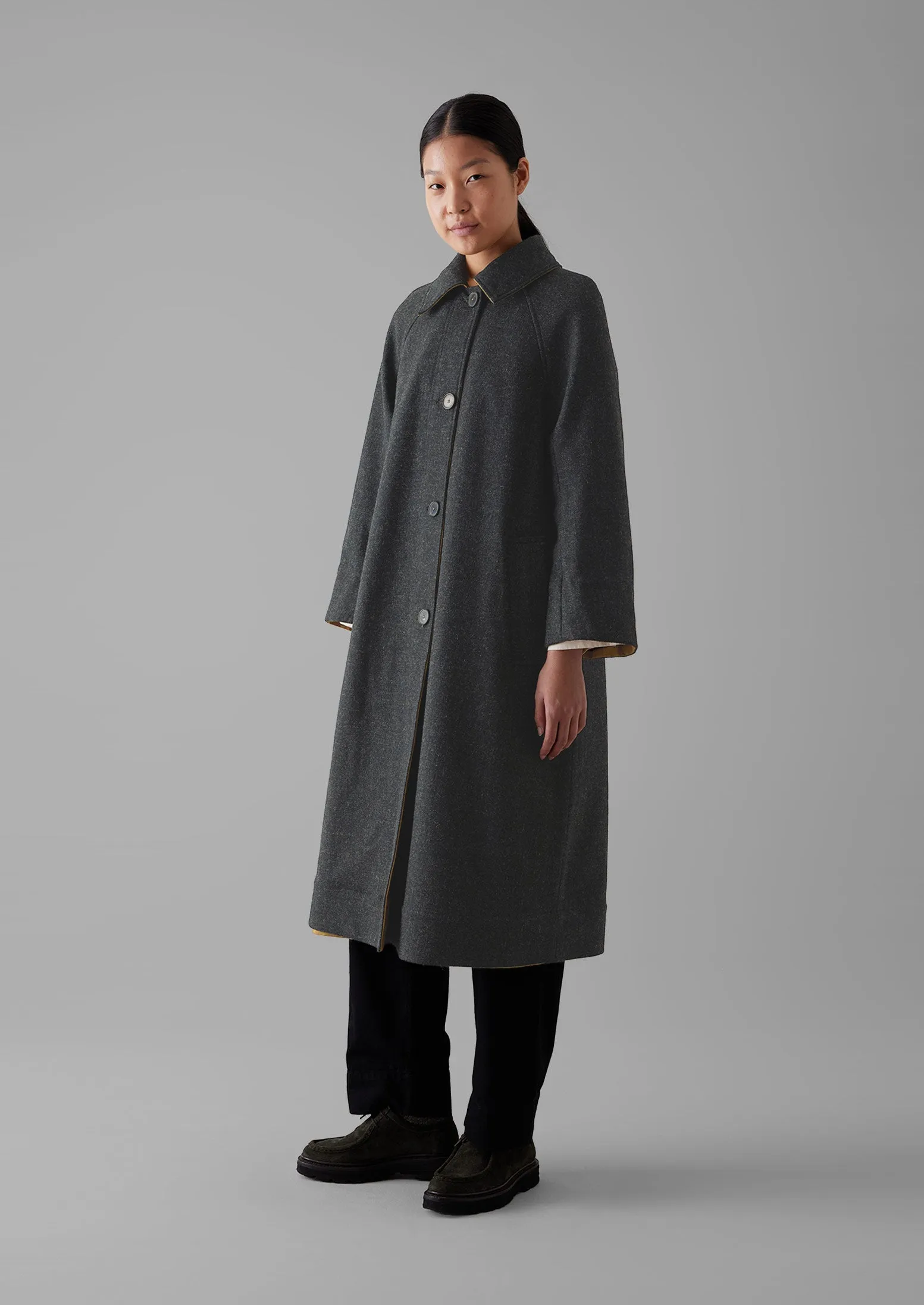 Reversible Cotton Wool Coat | Golden Sand