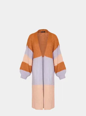 Ricci Stripe Longline Cardigan - Rust