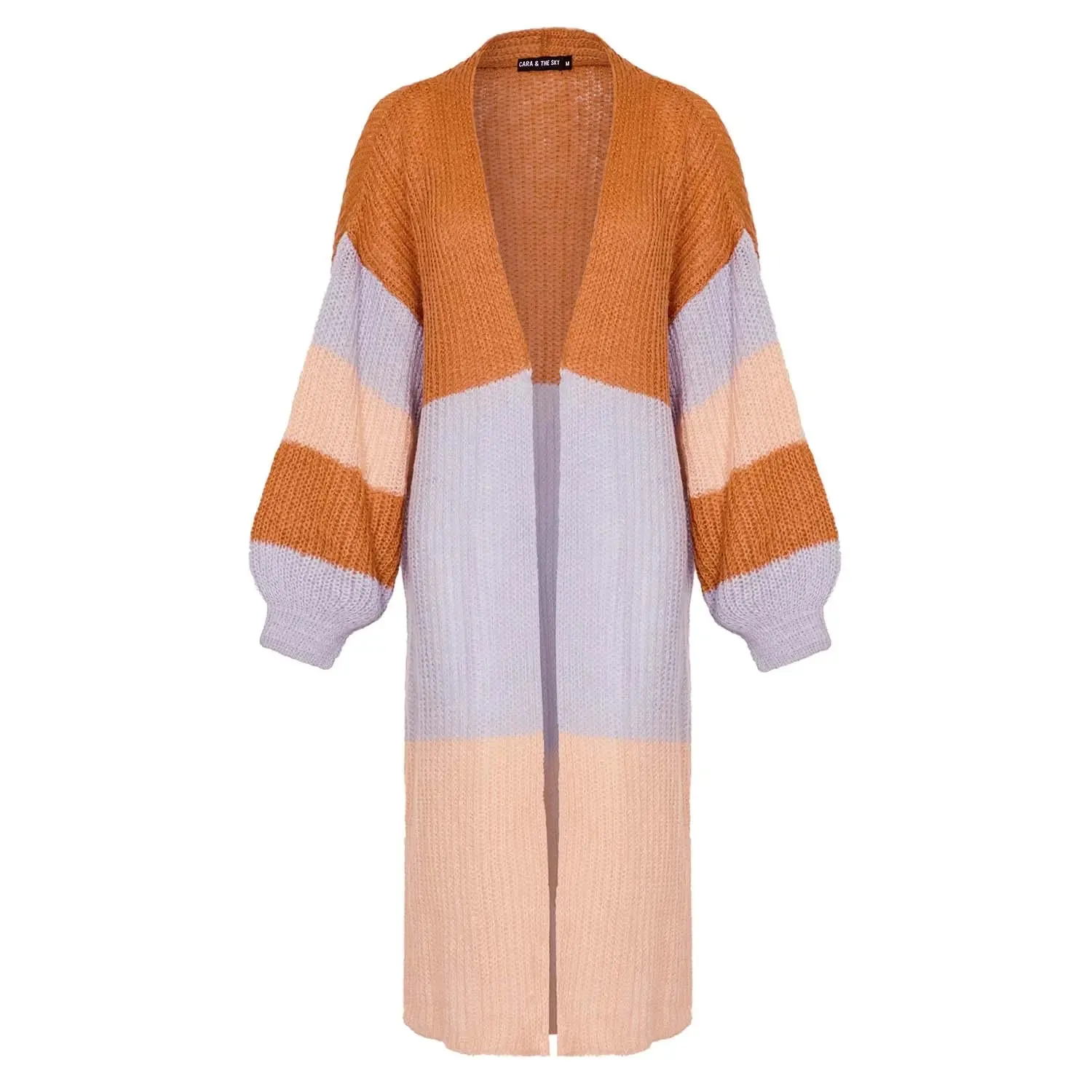 Ricci Stripe Longline Cardigan - Rust