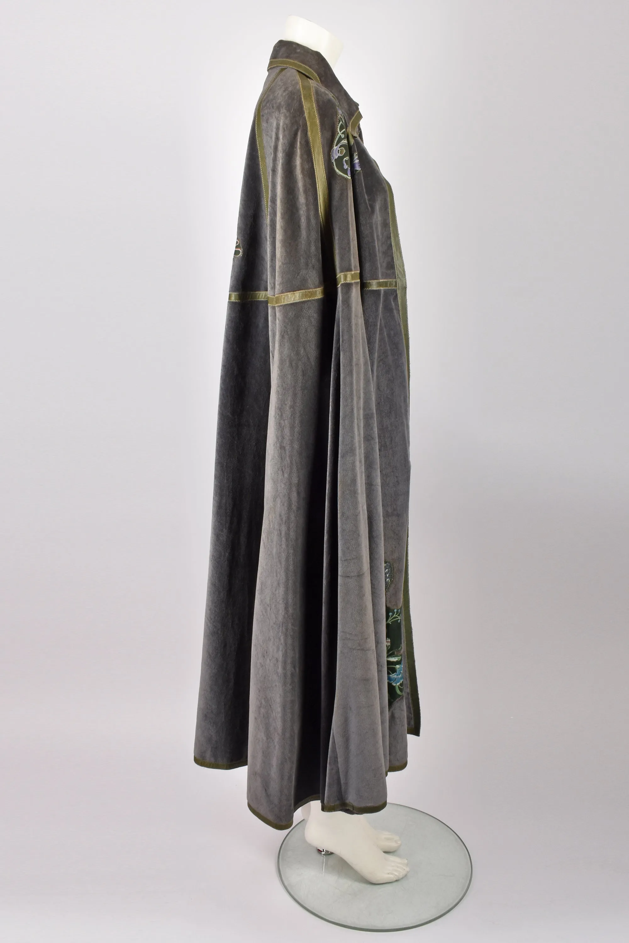 ROBERTO CAVALLI 1970s PAINTED LEATHER APPLIQUED CAPE