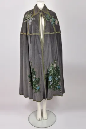 ROBERTO CAVALLI 1970s PAINTED LEATHER APPLIQUED CAPE