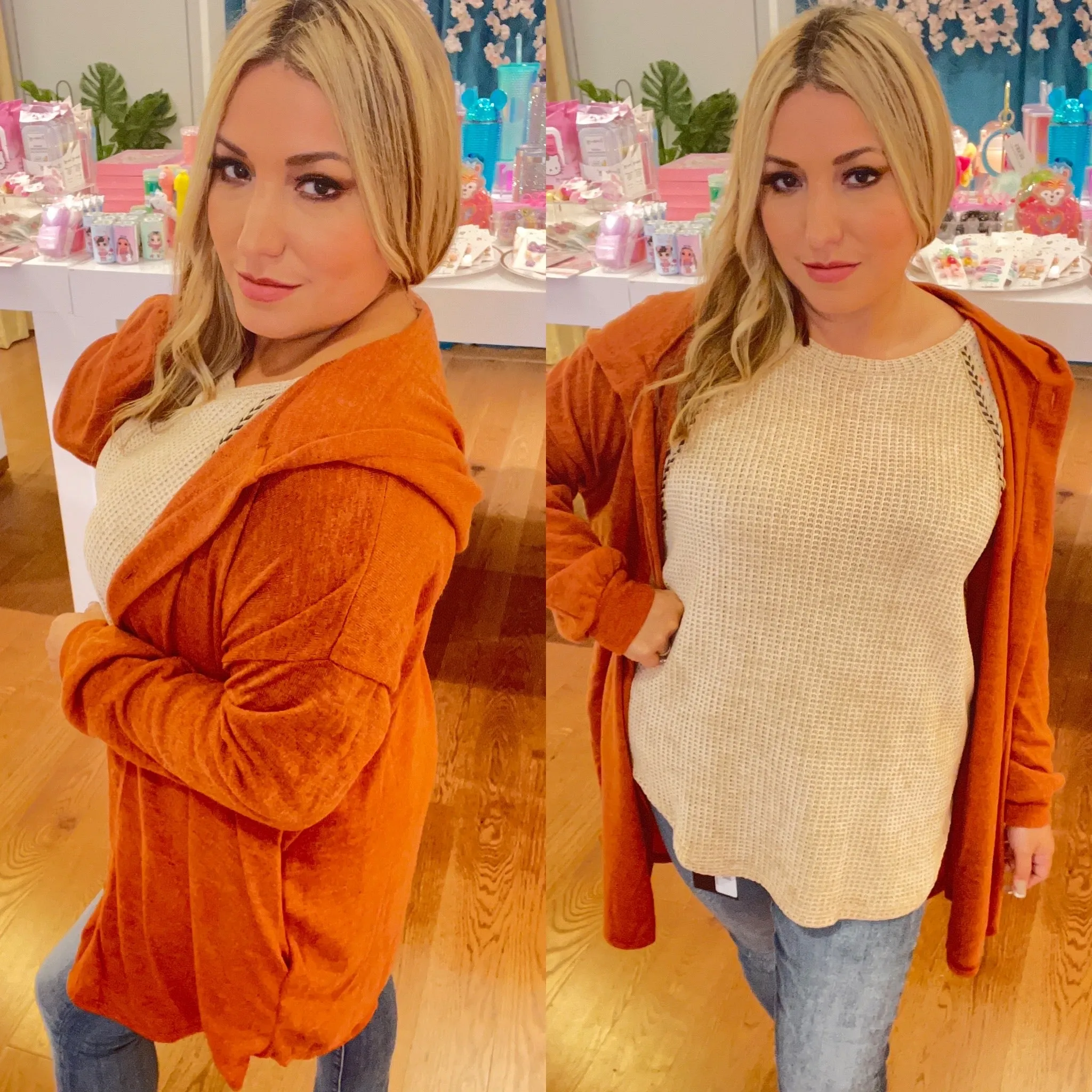 Rust Cardigan With Buttons