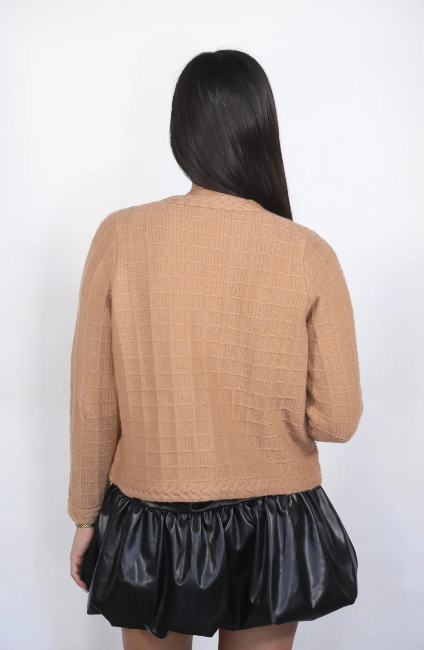 She Is Giving Gold Button Textured Cardigan Sweater- 2 Colors