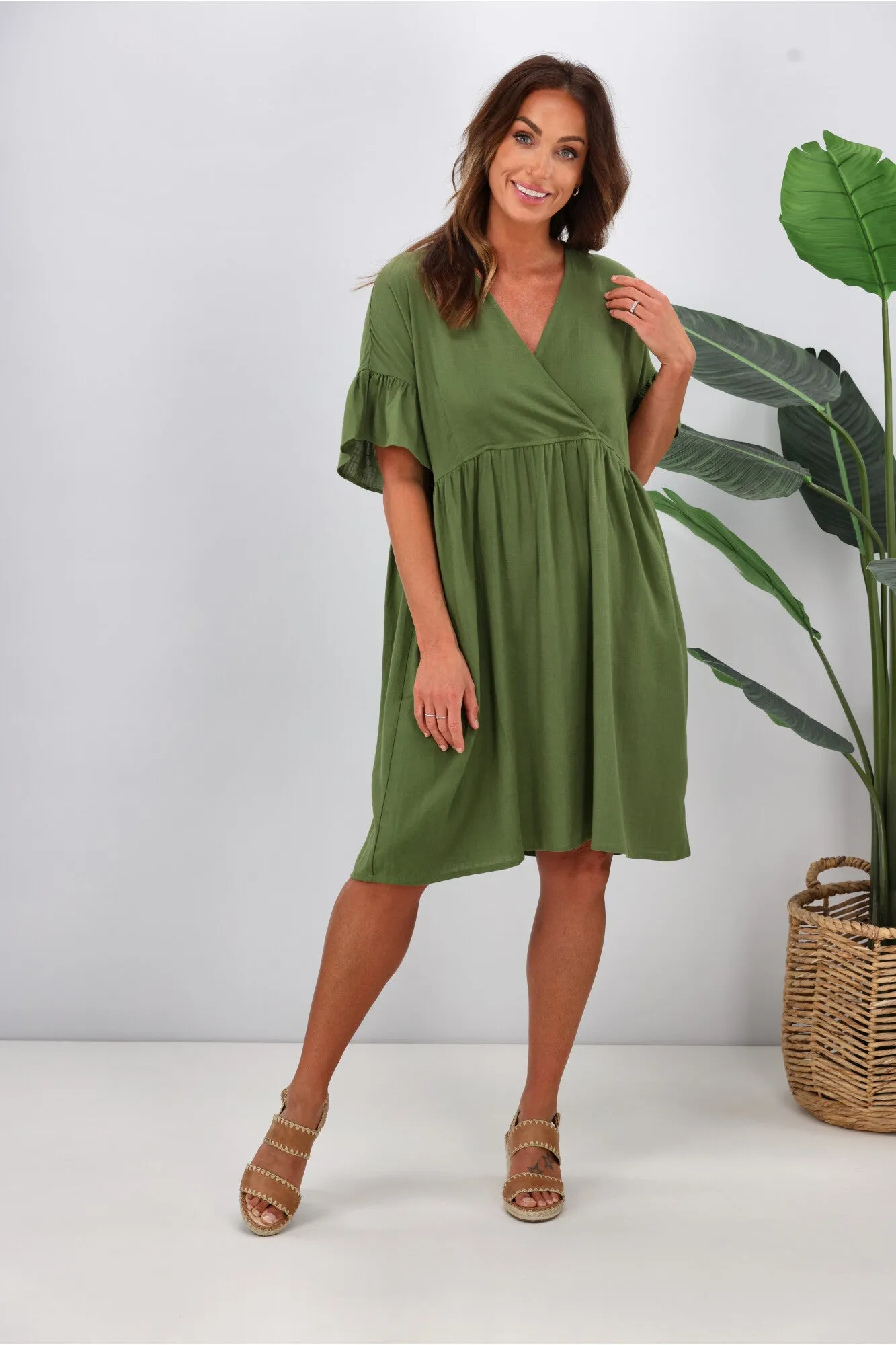 Shine On Label Ziggy Babydoll Dress Green