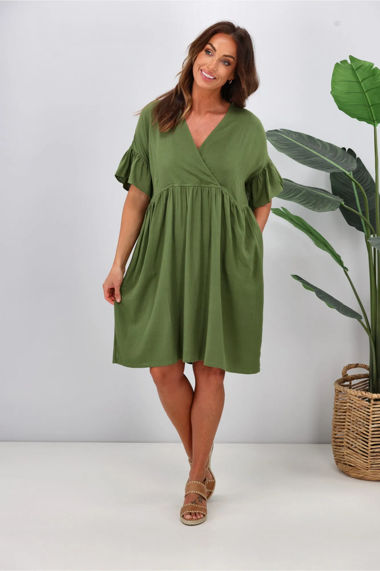 Shine On Label Ziggy Babydoll Dress Green