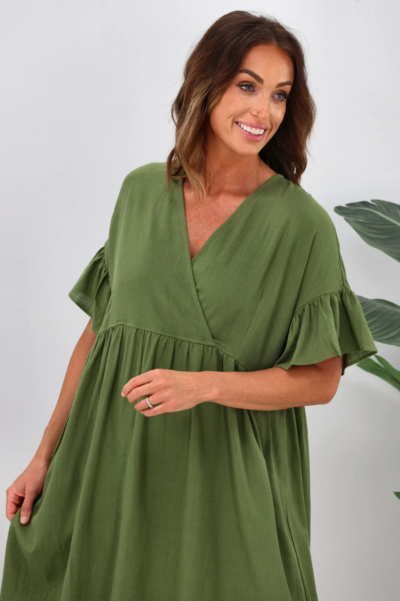 Shine On Label Ziggy Babydoll Dress Green