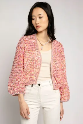 Short Crochet Cardigan in Orange Multi