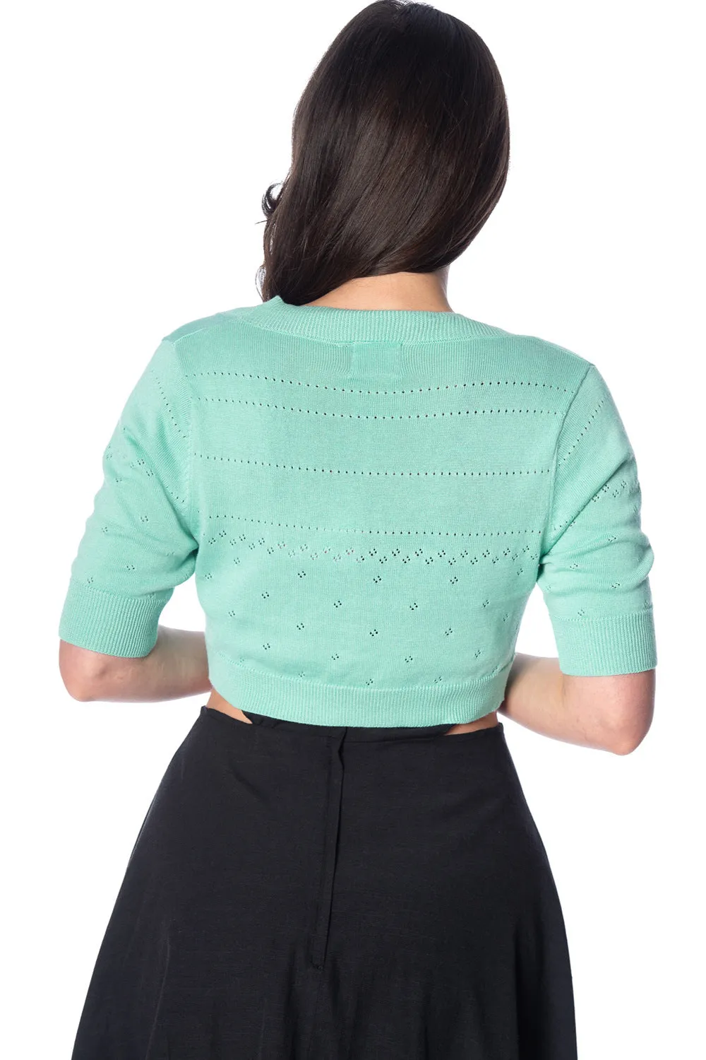 Short Sleeved Rivers Bolero in Aqua by Banned