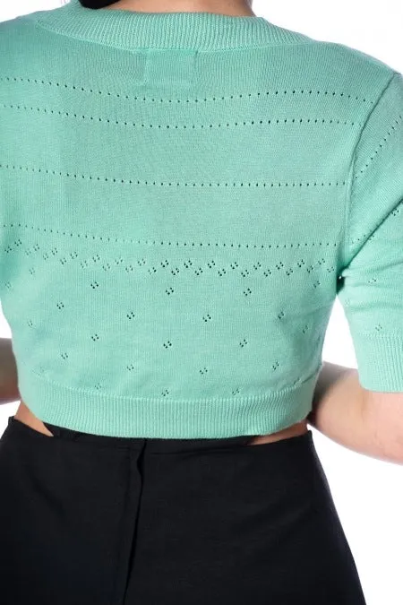 Short Sleeved Rivers Bolero in Aqua by Banned