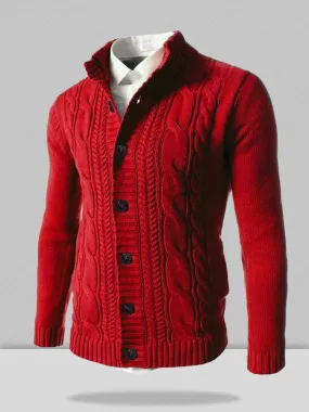 Stand Collar Knitted Cardigan Sweater