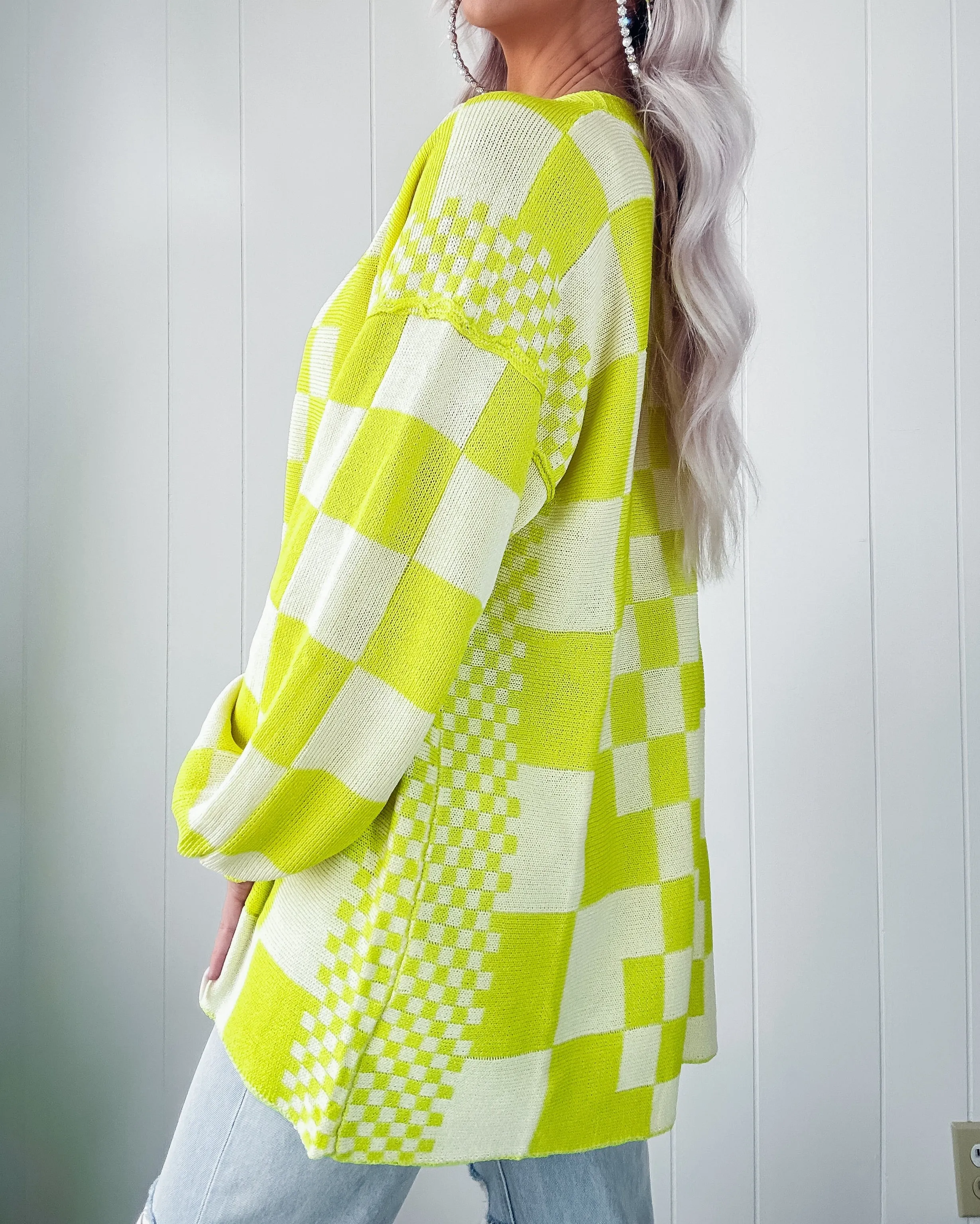 Stevie Checkered Cardigan - Lemonade