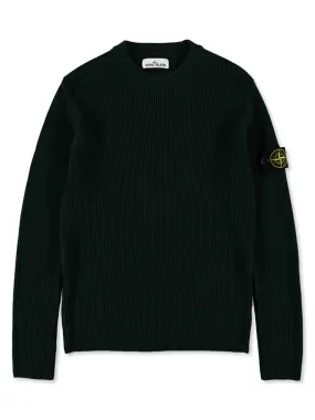 Stone Island Ribbed Crewneck Cotton Sweater Black