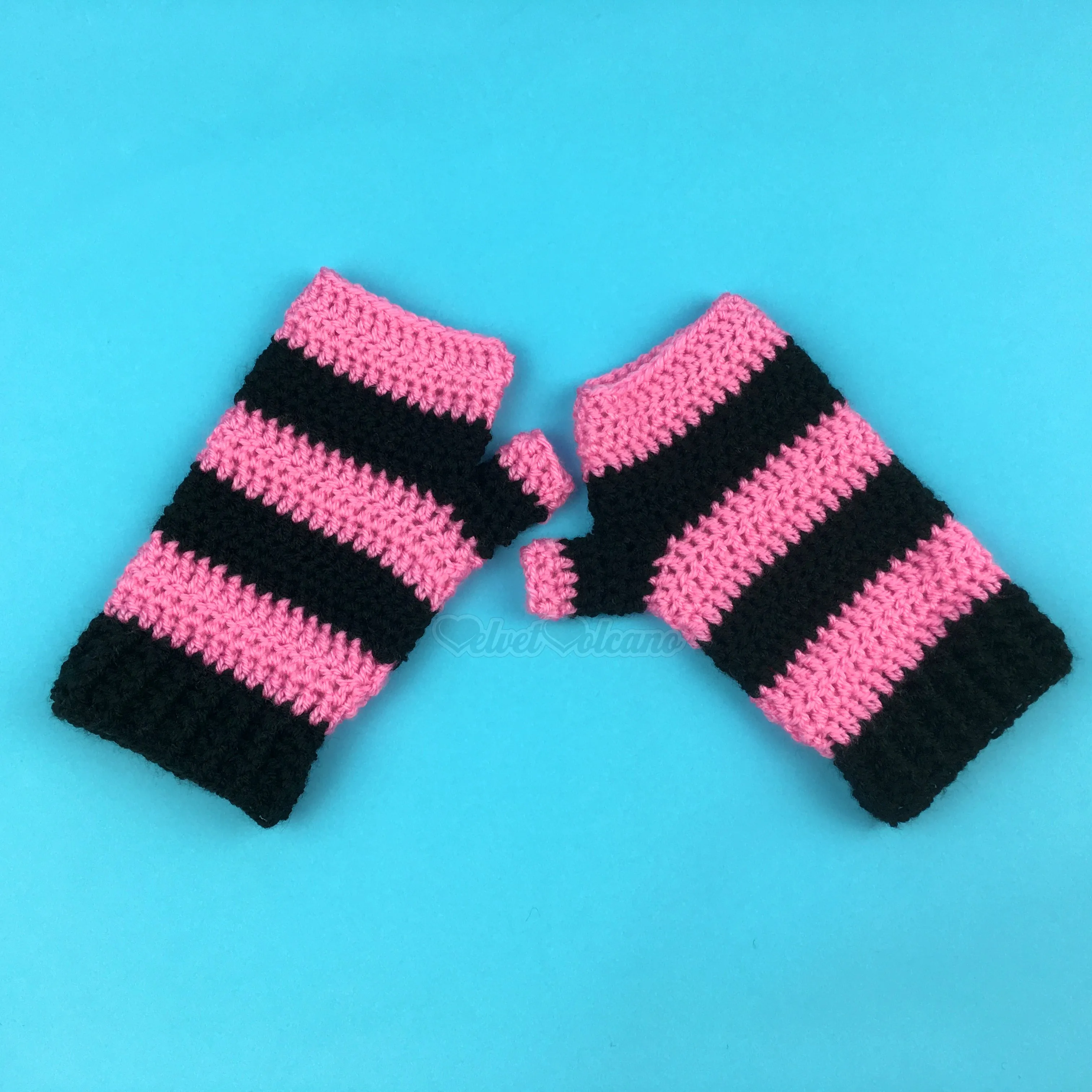 Striped Fingerless Gloves (Custom Colour)