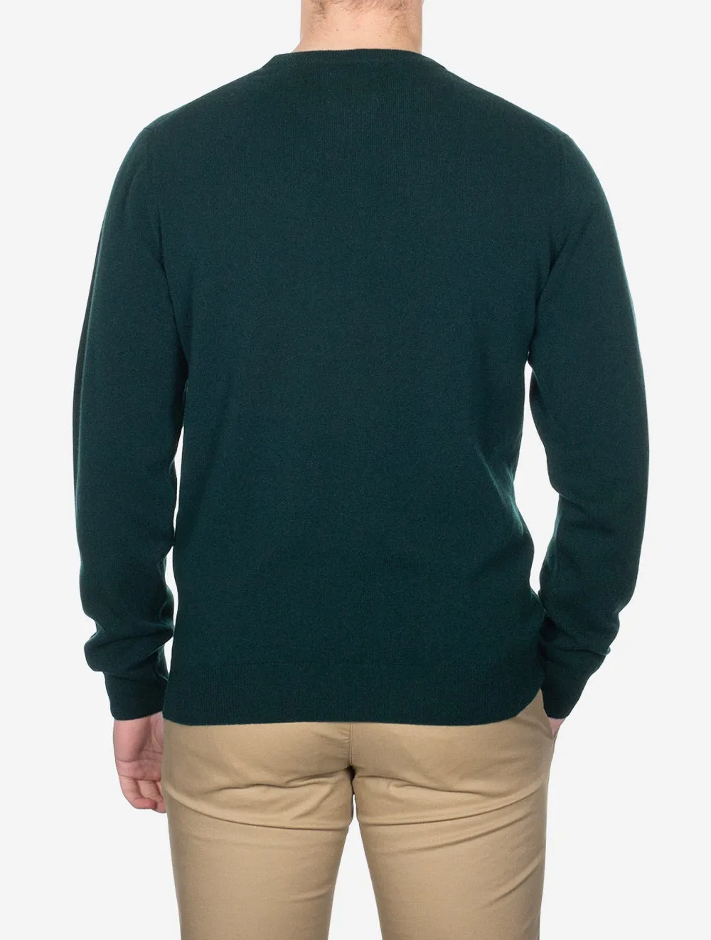 Superfine Lambswool Crew Neck Tartan Green