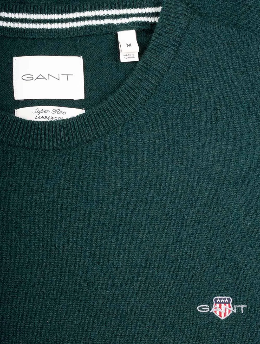 Superfine Lambswool Crew Neck Tartan Green